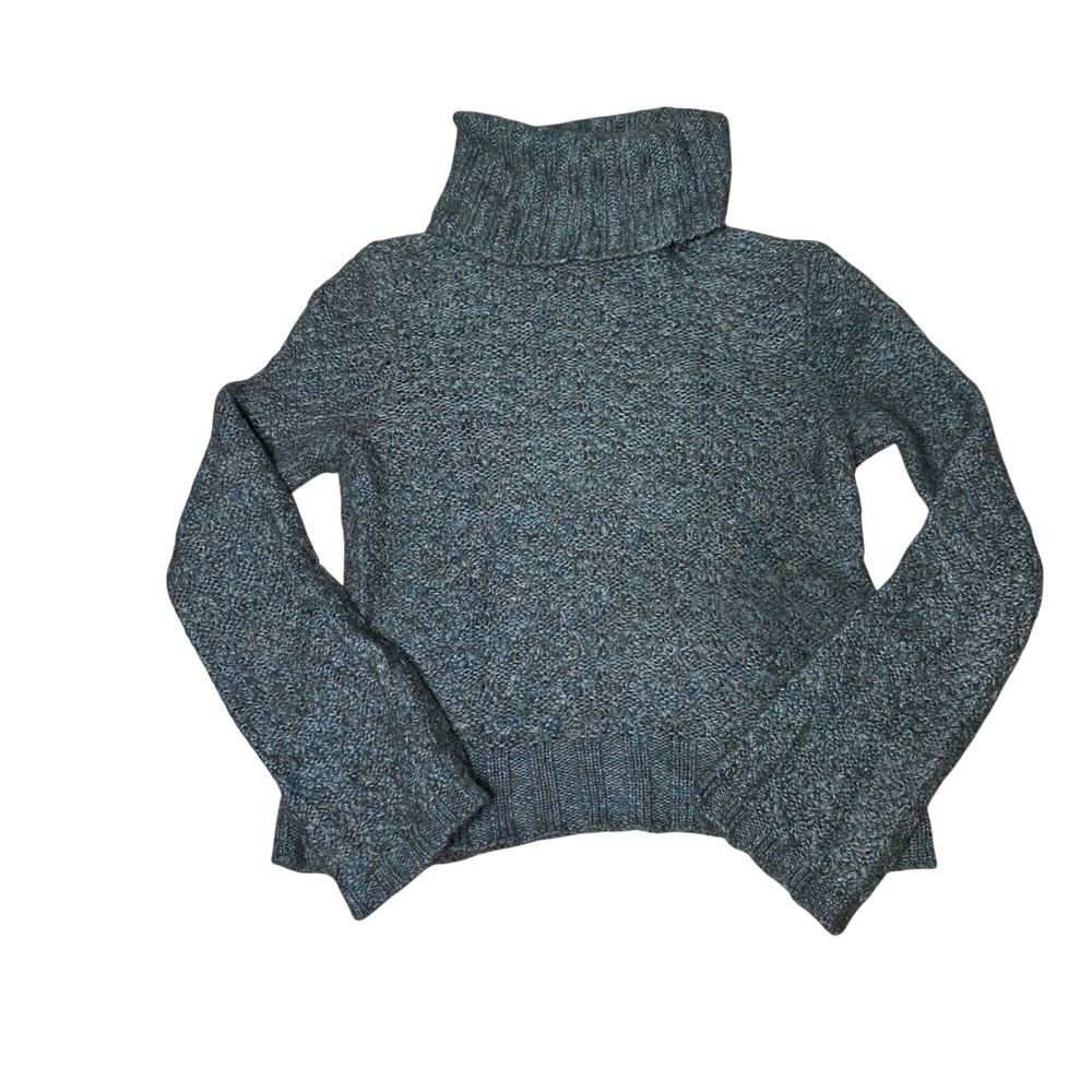 Peruvian Connection Pima Cotton Baby Alpaca Turtleneck Sweater Green XS